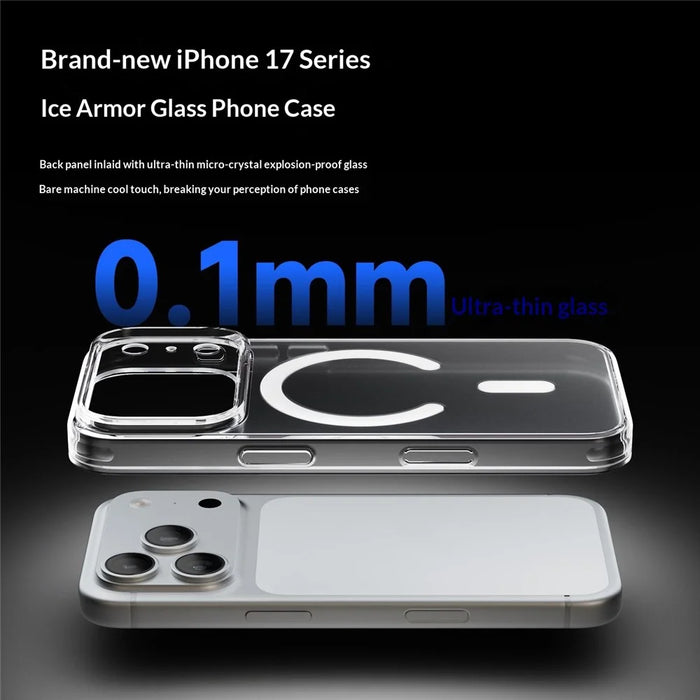 For iPhone 17 Pro Case Compatible with MagSafe Ultra Thin Tempered Glass Shockproof Phone Back Cover - White - 2