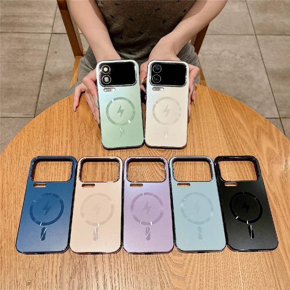 For Xiaomi 17 Pro Magnetic Case Electroplated Matte PC TPU Phone Cover with Tempered Glass Film - Purple - 5