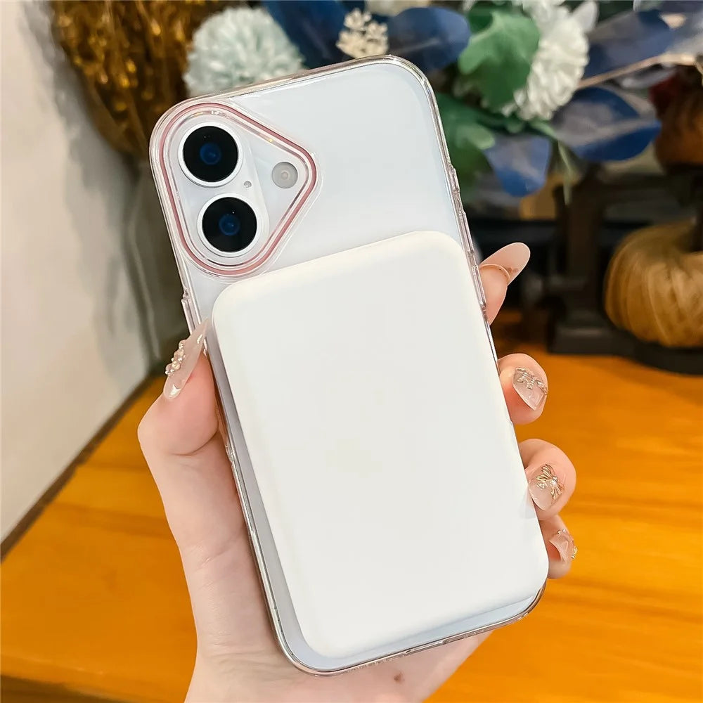 For iPhone 17 Crystal Clear Case Compatible with MagSafe Hard PC Phone Cover with Tempered Glass Film - Desert Gold - 2