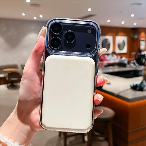 For iPhone 17 Pro Crystal Clear Case Compatible with MagSafe Hard PC Phone Cover with Tempered Glass Film - Orange - 2