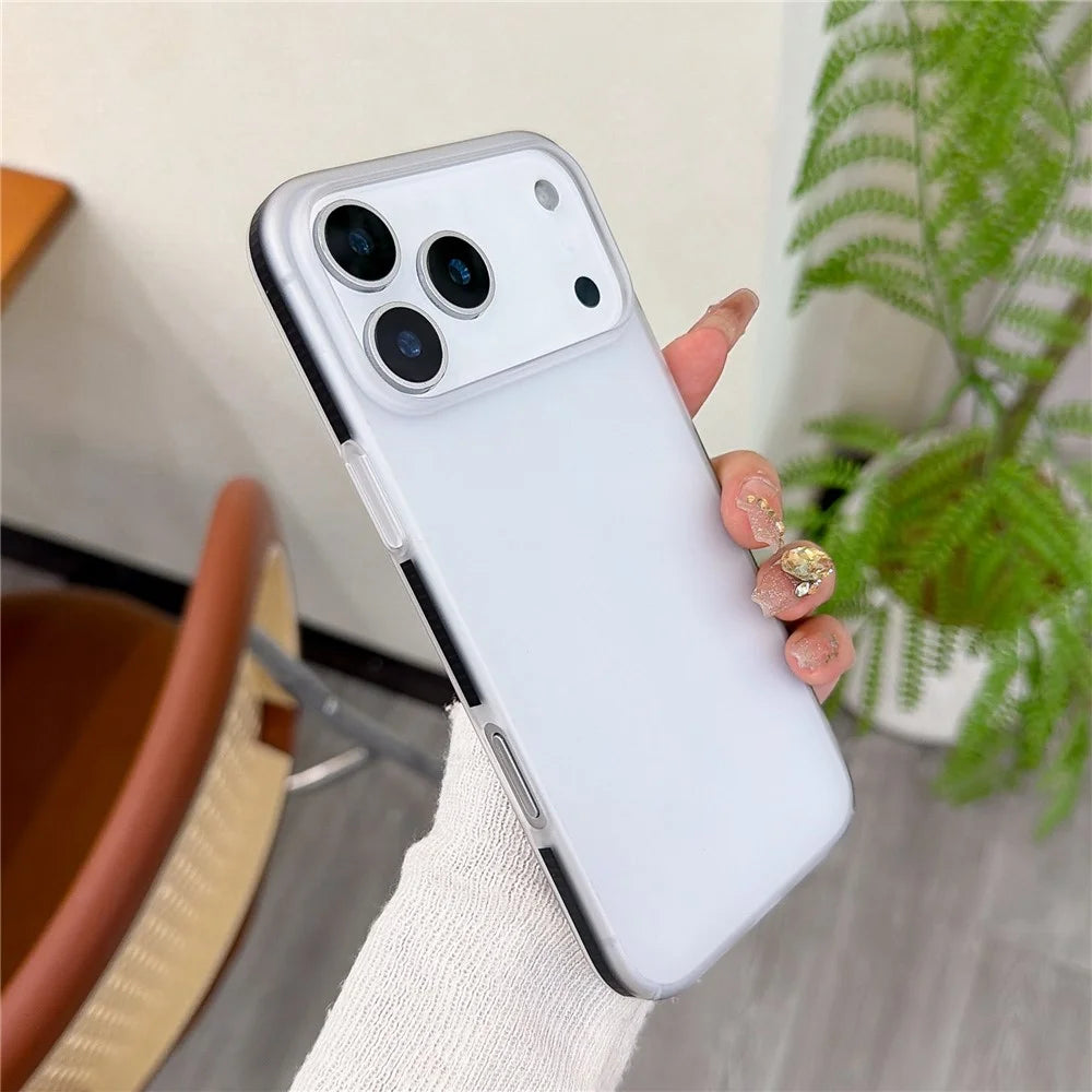 For iPhone 17 Pro Frosted PC Case Anti Slip Edge Skin Touch Phone Back Cover - Black - 1