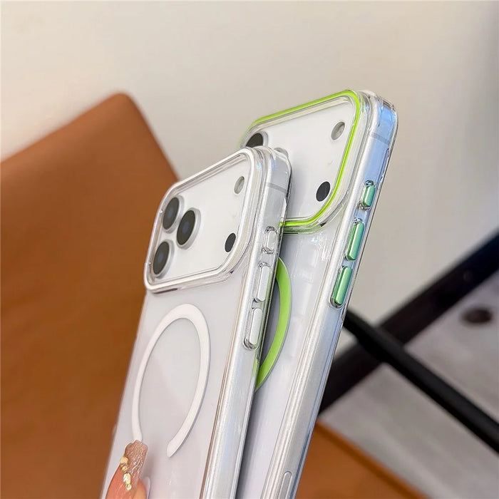For iPhone 17 Pro Max Case Compatible with MagSafe Hard PC Clear Phone Cover with Wrist Strap - Fluorescent Green - 5