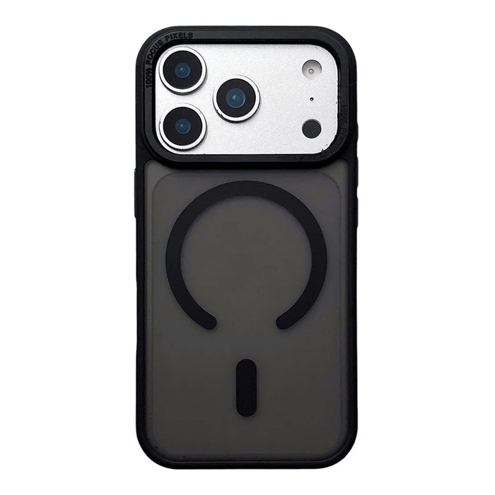 For iPhone 17 Pro Max Case Compatible with MagSafe Metal Lens Frame TPU PC Phone Cover - Black - 1