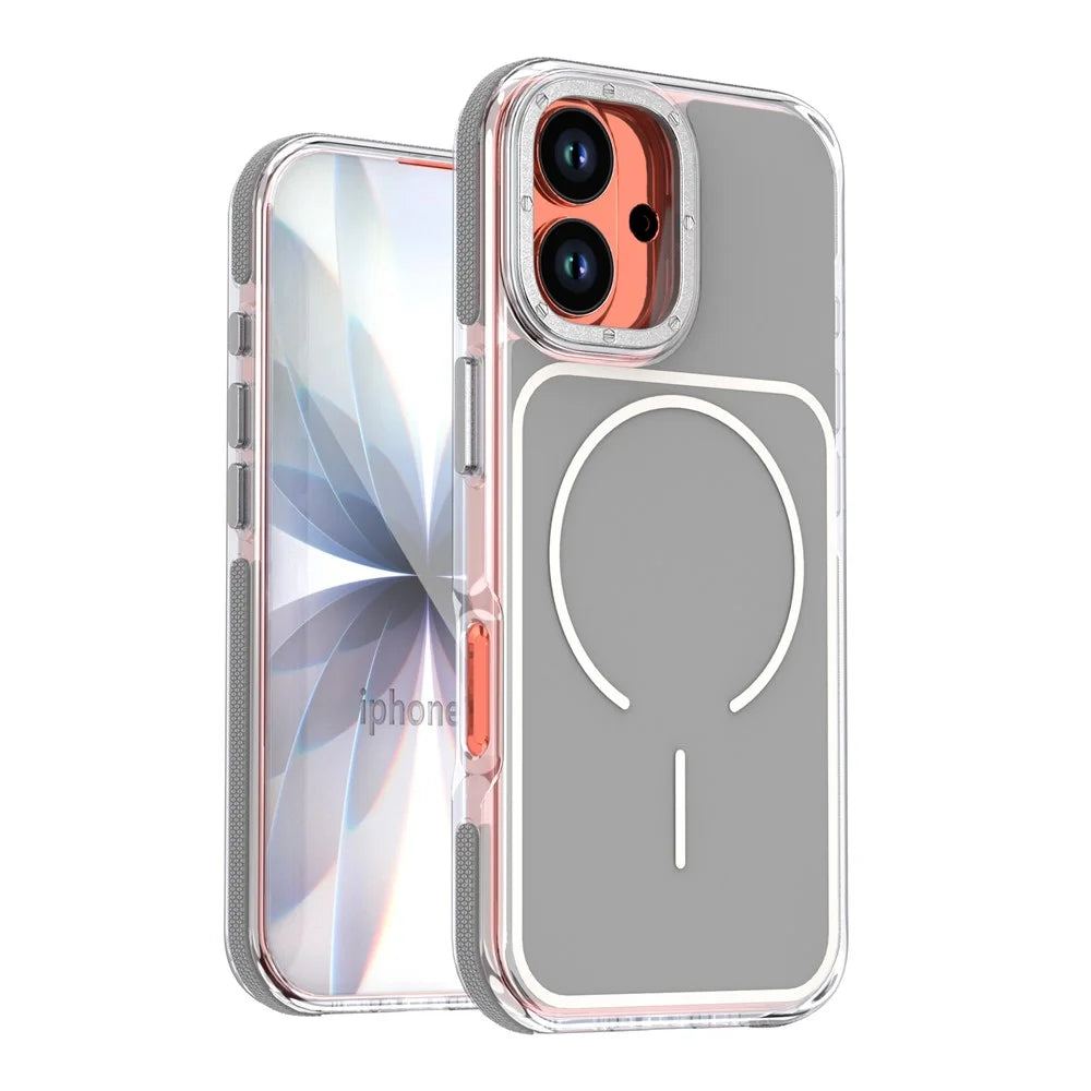 For iPhone 17 Case Compatible with MagSafe Dual Color Shockproof TPU PC Phone Cover - Grey - 1