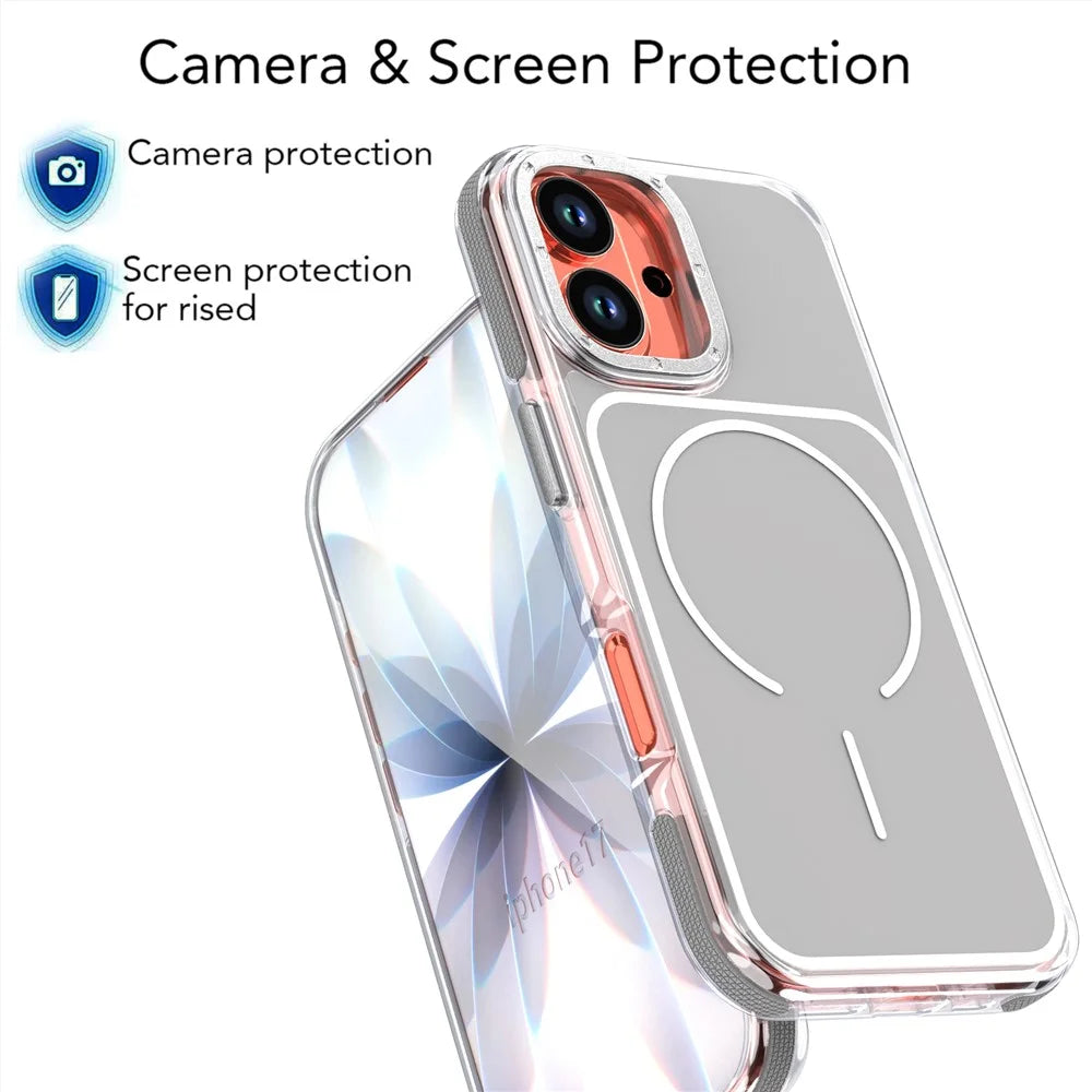 For iPhone 17 Case Compatible with MagSafe Dual Color Shockproof TPU PC Phone Cover - Grey - 4