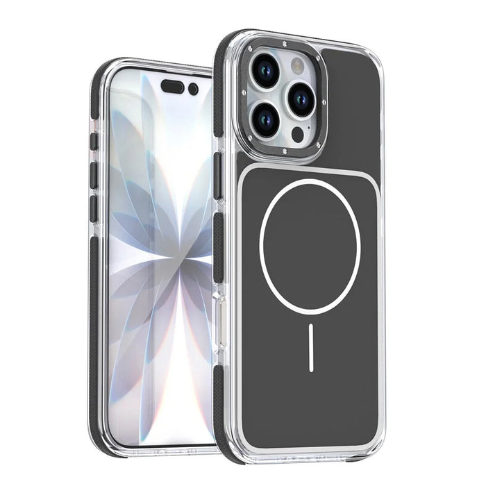 For iPhone 16 Pro Max Case Compatible with MagSafe Dual Color Shockproof TPU PC Phone Cover - Black - 1