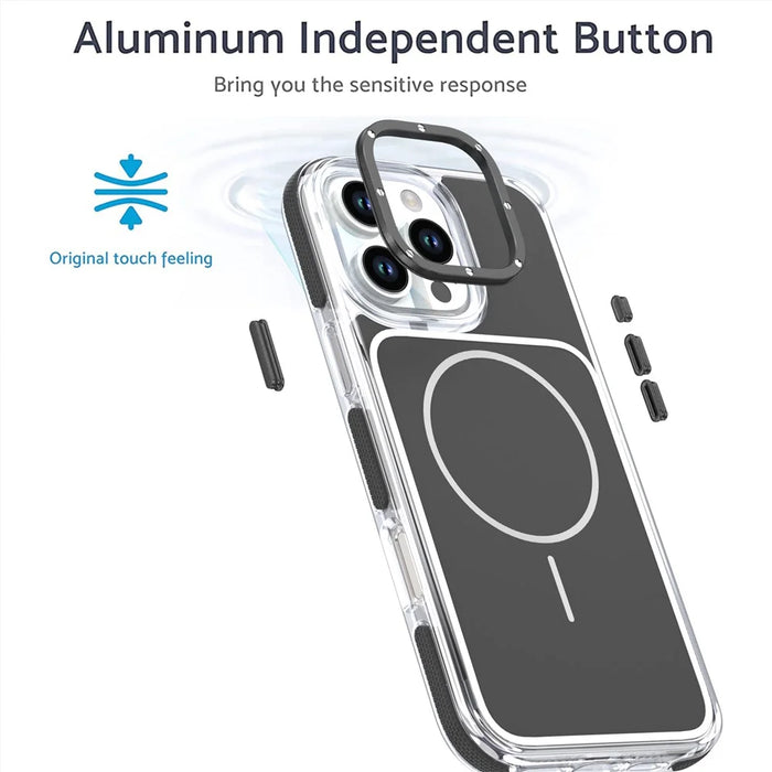 For iPhone 16 Pro Max Case Compatible with MagSafe Dual Color Shockproof TPU PC Phone Cover - Black - 2