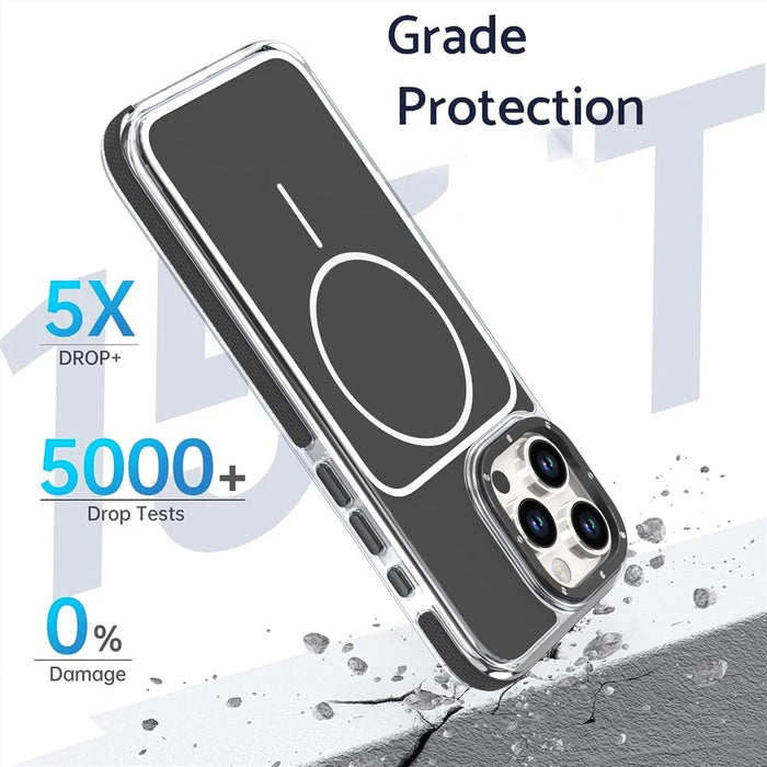 For iPhone 16 Pro Max Case Compatible with MagSafe Dual Color Shockproof TPU PC Phone Cover - Black - 3