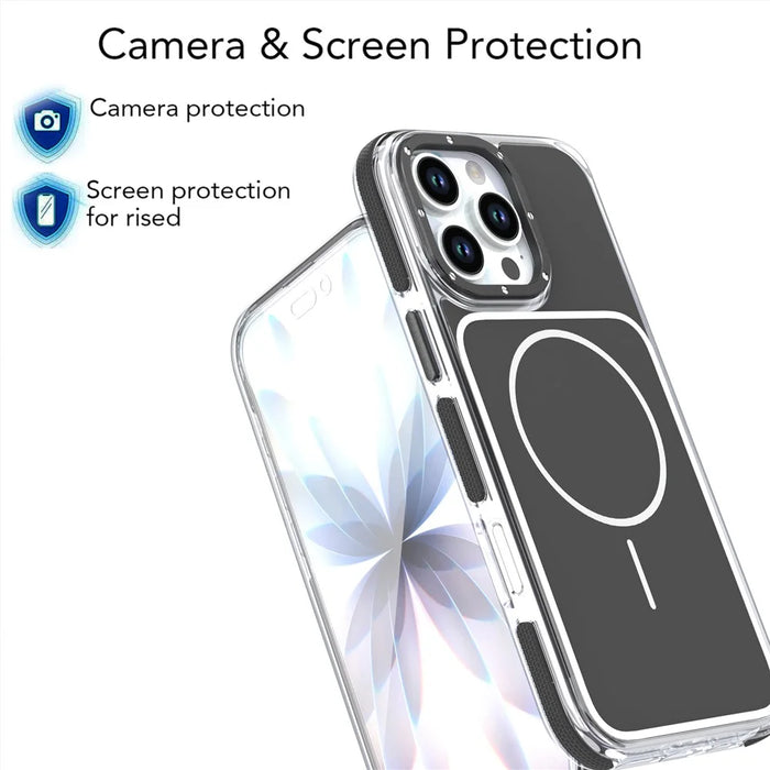 For iPhone 16 Pro Max Case Compatible with MagSafe Dual Color Shockproof TPU PC Phone Cover - Black - 4
