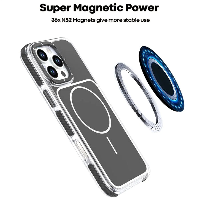 For iPhone 16 Pro Max Case Compatible with MagSafe Dual Color Shockproof TPU PC Phone Cover - Black - 6