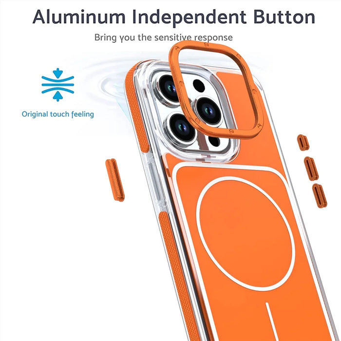 For iPhone 15 Pro Max Case Compatible with MagSafe Dual Color Shockproof TPU PC Phone Cover - Orange - 2