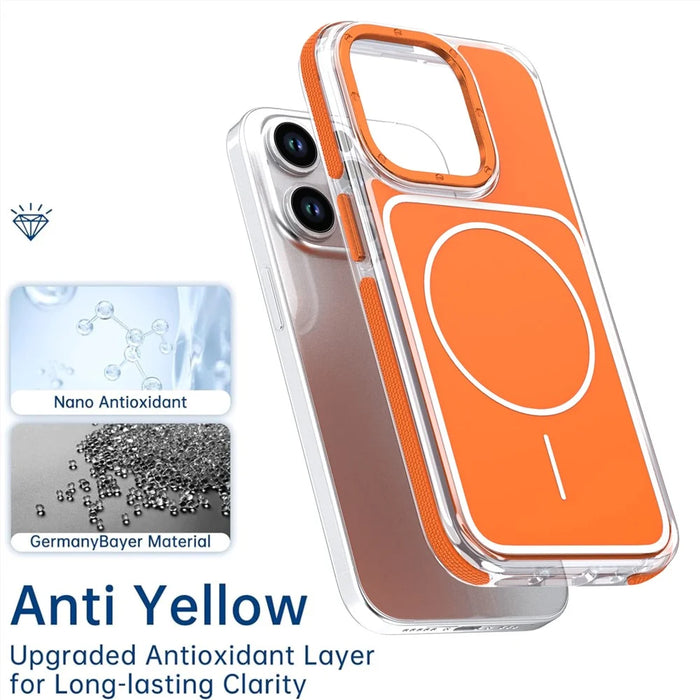For iPhone 15 Pro Max Case Compatible with MagSafe Dual Color Shockproof TPU PC Phone Cover - Orange - 5