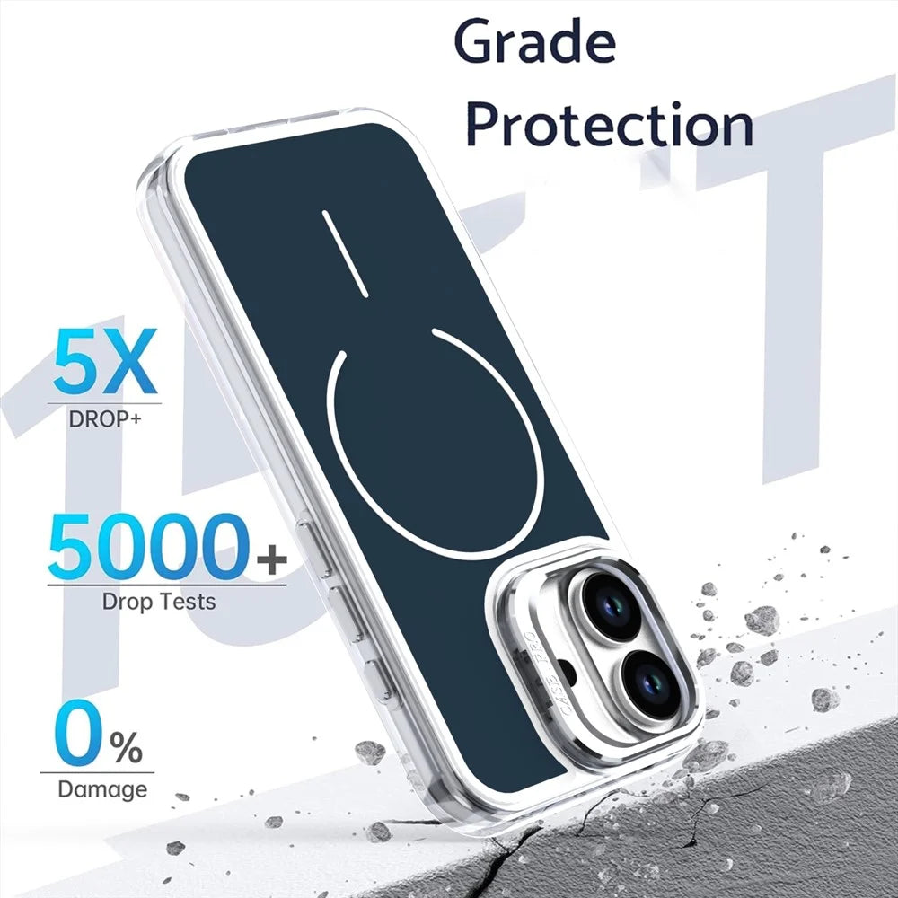 For iPhone 17 Case Compatible with MagSafe Lens Kickstand TPU PC Phone Cover - Blue - 3