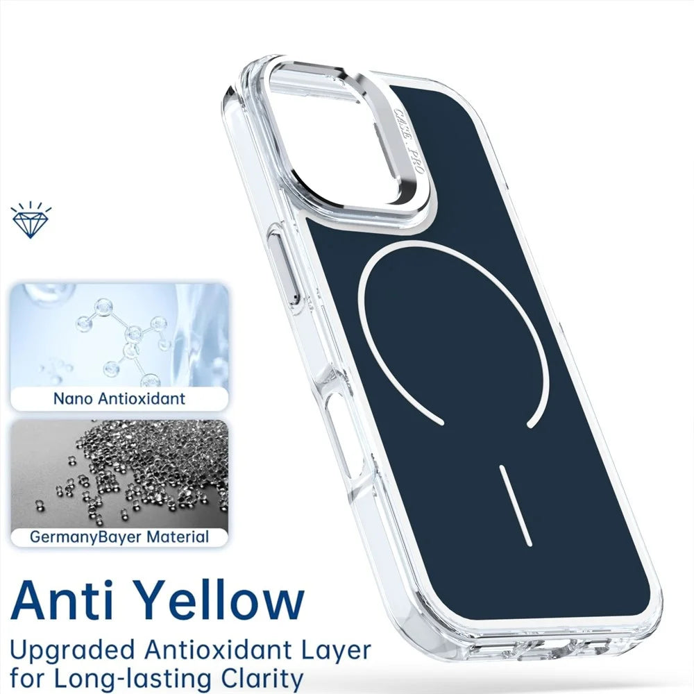 For iPhone 17 Case Compatible with MagSafe Lens Kickstand TPU PC Phone Cover - Blue - 5