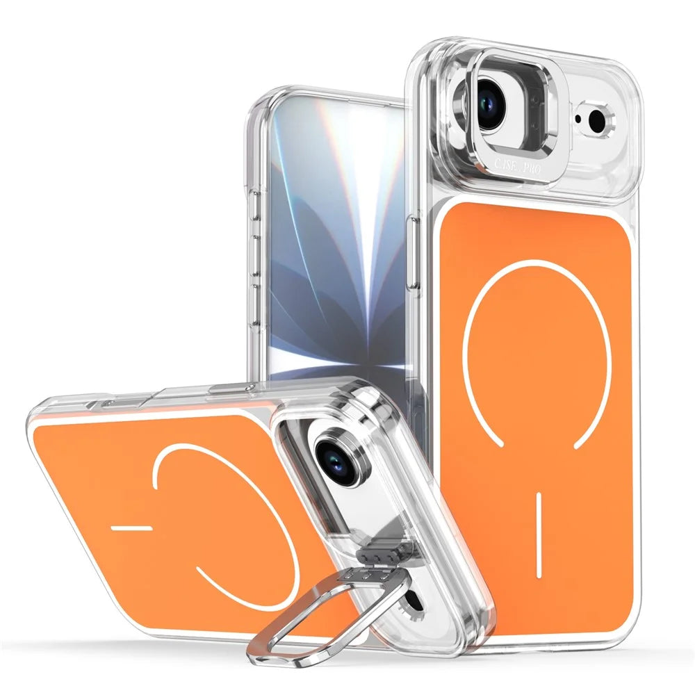 For iPhone Air Case Compatible with MagSafe Lens Kickstand TPU PC Phone Cover - Orange - 1