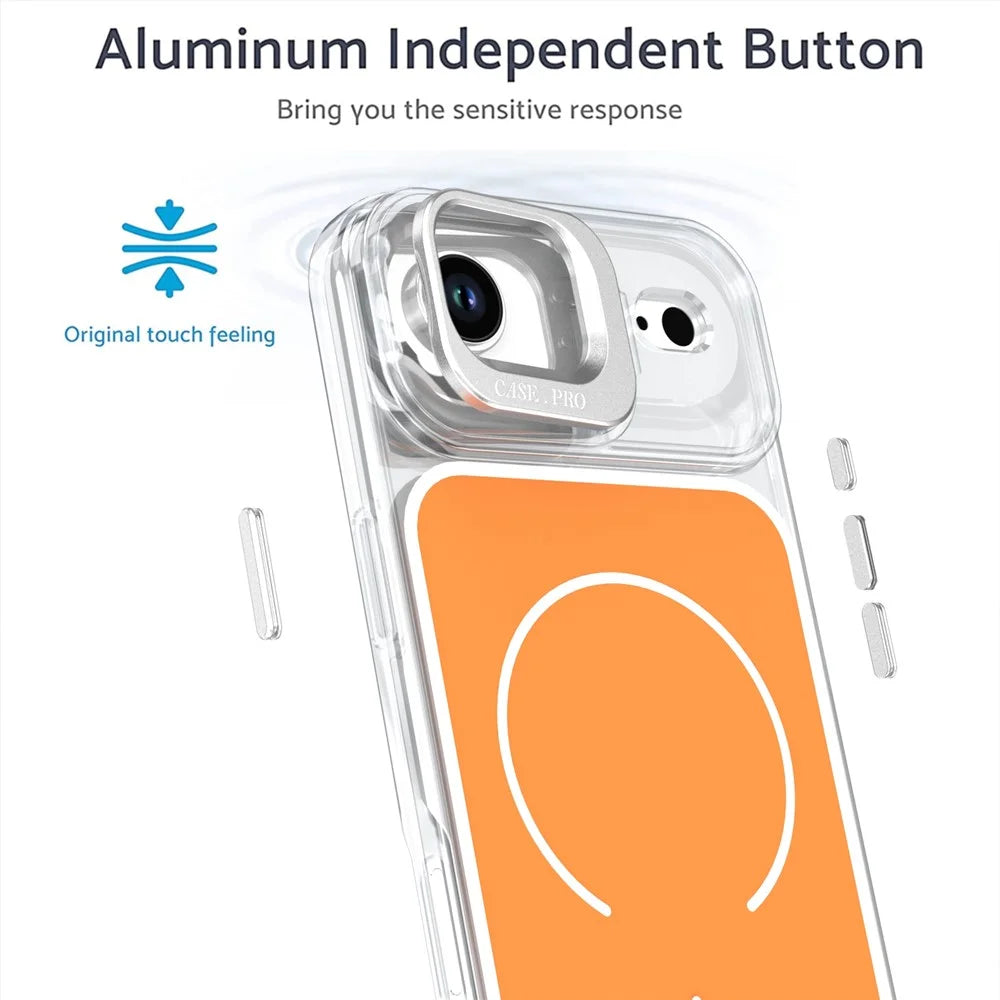 For iPhone Air Case Compatible with MagSafe Lens Kickstand TPU PC Phone Cover - Orange - 2