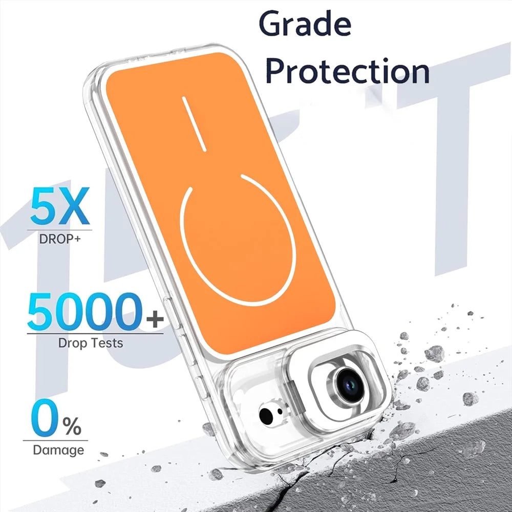 For iPhone Air Case Compatible with MagSafe Lens Kickstand TPU PC Phone Cover - Orange - 3