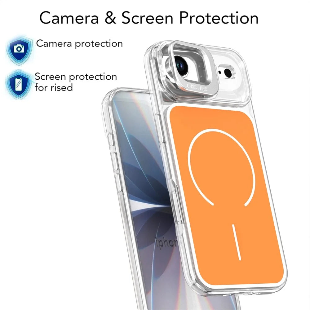 For iPhone Air Case Compatible with MagSafe Lens Kickstand TPU PC Phone Cover - Orange - 4