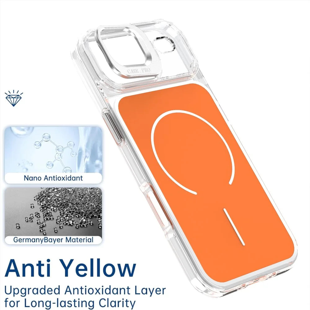 For iPhone Air Case Compatible with MagSafe Lens Kickstand TPU PC Phone Cover - Orange - 5