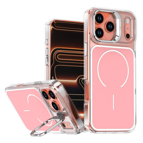 For iPhone 17 Pro Case Compatible with MagSafe Lens Kickstand TPU PC Phone Cover - Pink - 1