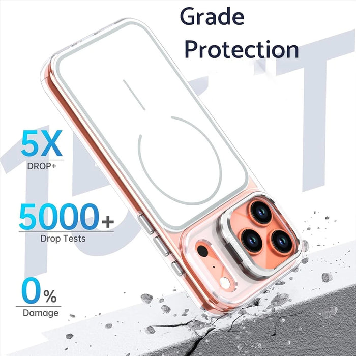 For iPhone 17 Pro Max Case Compatible with MagSafe Lens Kickstand TPU PC Phone Cover - White - 3