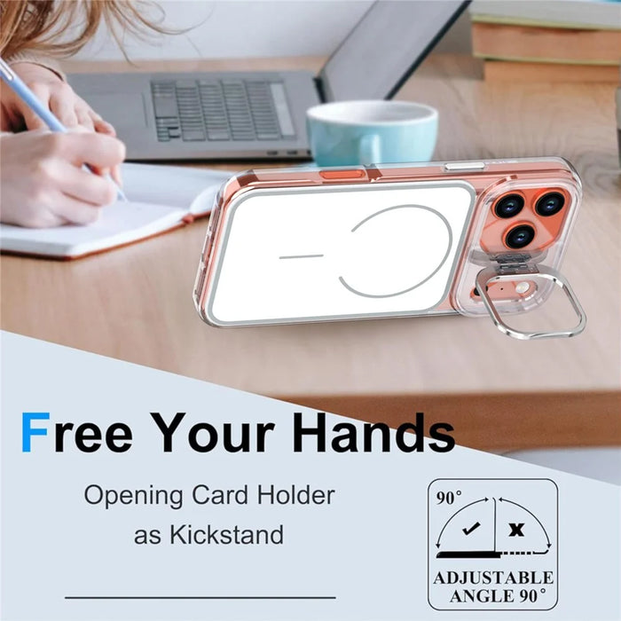 For iPhone 17 Pro Max Case Compatible with MagSafe Lens Kickstand TPU PC Phone Cover - White - 6