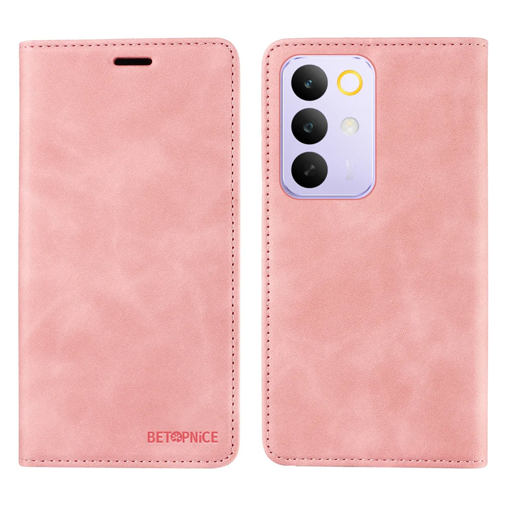 BETOPNICE For Realme C85 Pro 4G Case  Magnetic Closure RFID Blocking Wallet Stand Leather Phone Cover - Pink - 1