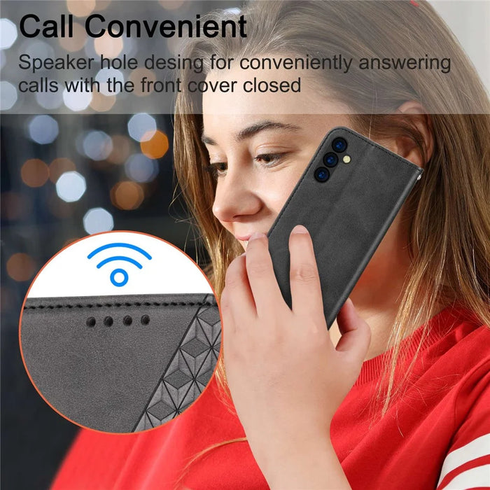 For Samsung Galaxy S23+ Calf Texture Imprinted Rhombus Pattern PU Leather Case Wallet Folio Flip Phone Stand Cover with Strap - Blue - 7