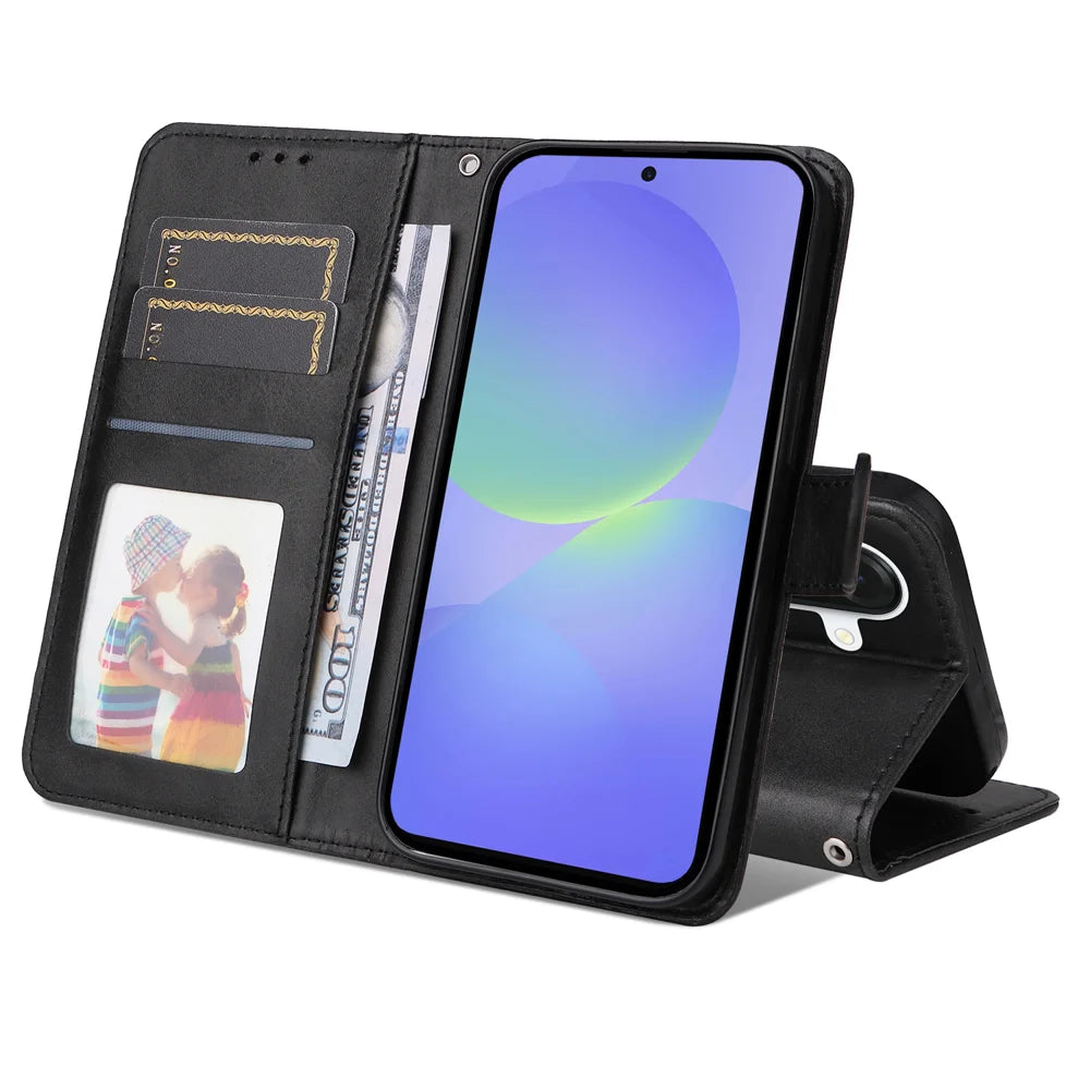 For Samsung Galaxy A37 5G Case Wallet PU Leather Folio Flip Phone Cover - Black - 2