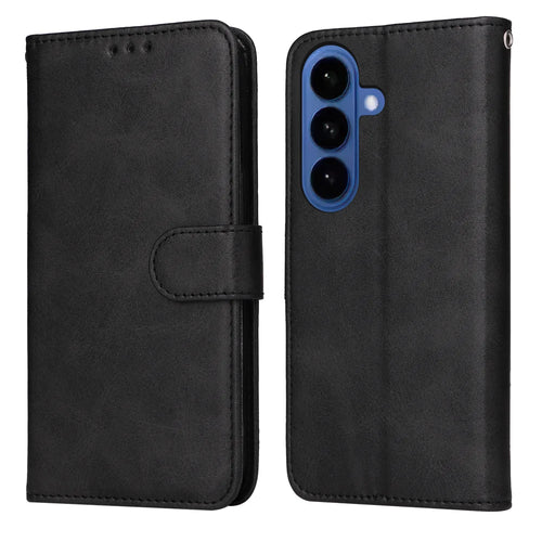 For Samsung Galaxy S26+ Case Wallet PU Leather Folio Flip Phone Cover - Black - 1