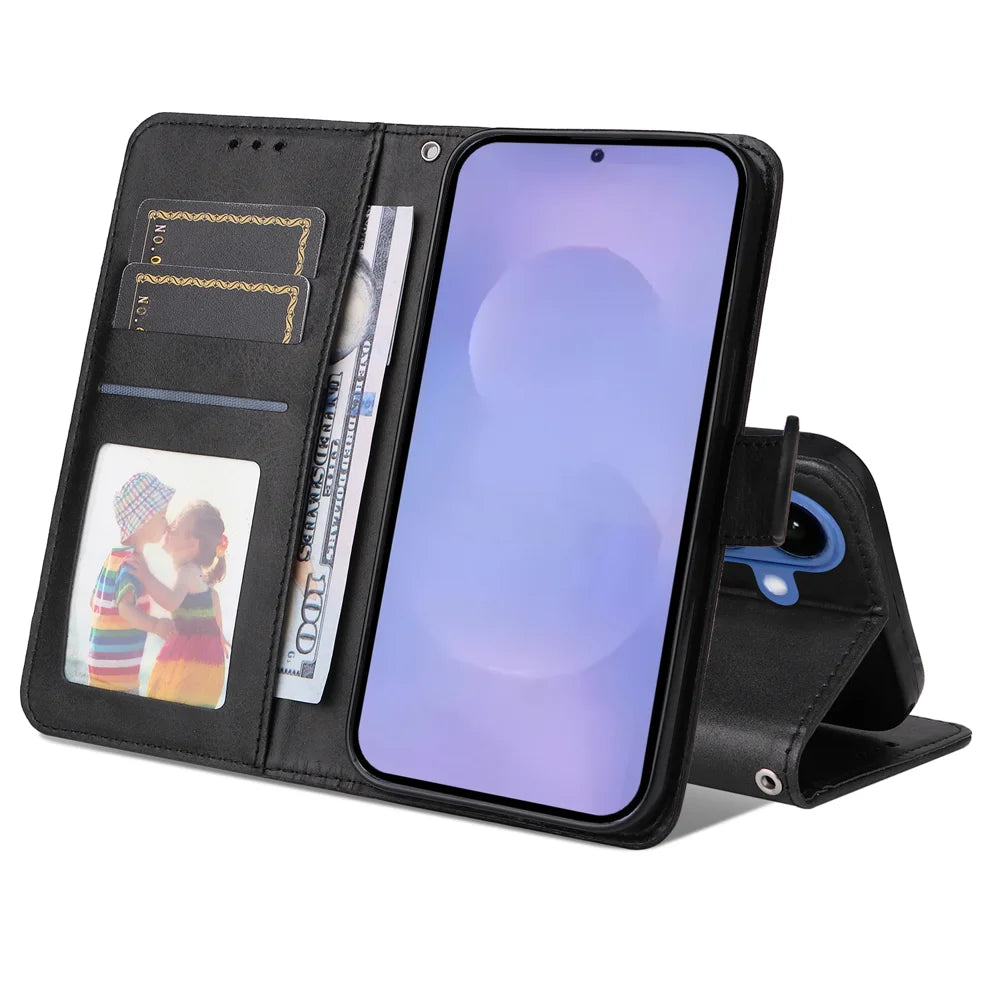 For Samsung Galaxy S26+ Case Wallet PU Leather Folio Flip Phone Cover - Black - 2