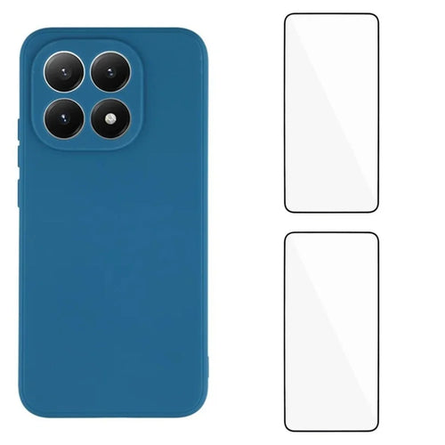WANLONFENG For Xiaomi 15T Case  ZB1 Series Precise Cutouts Straight Edge TPU Phone Cover with 2Pcs Tempered Glass Films - Sapphire - 1