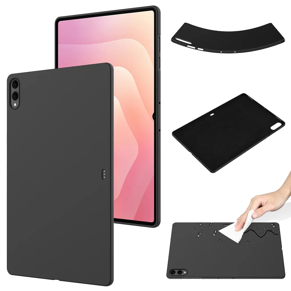 For Samsung Galaxy Tab S11 Ultra Case Liquid Silicone Anti-Scratch Tablet Cover - Black - 1