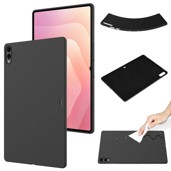 For Samsung Galaxy Tab S11 Ultra Case Liquid Silicone Anti-Scratch Tablet Cover - Black - 1