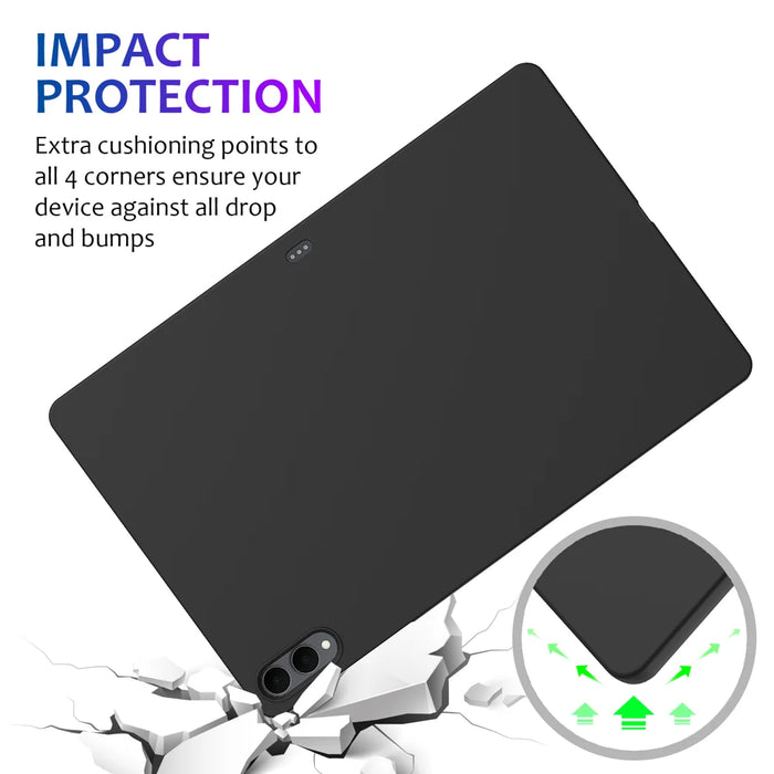 For Samsung Galaxy Tab S11 Ultra Case Liquid Silicone Anti-Scratch Tablet Cover - Black - 3