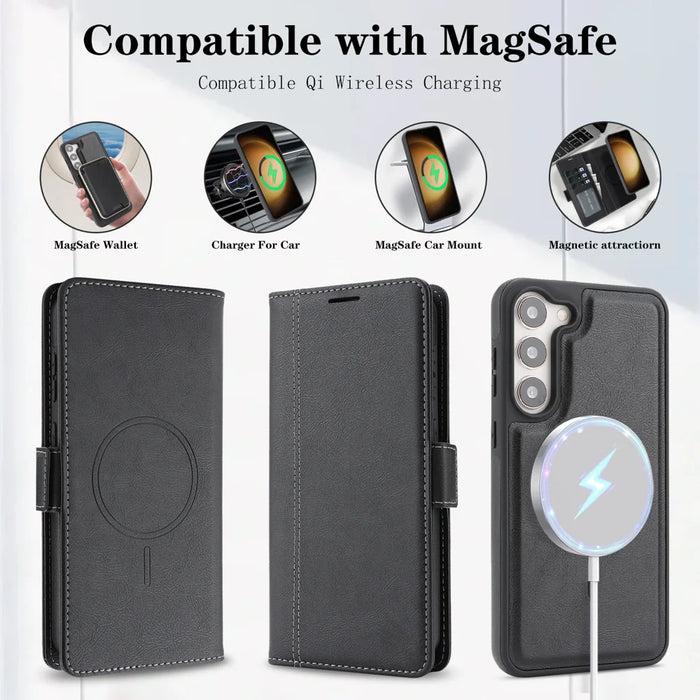 For Samsung Galaxy S24+ Case Detachable 2 in 1 Leather Wallet Phone Cover Magnetic Case - Black - 4