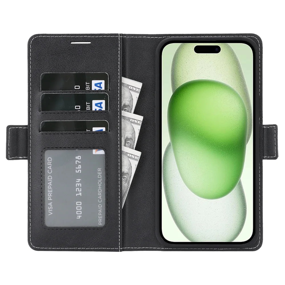 For iPhone 13 Case Detachable 2 in 1 Leather Wallet Phone Cover Compatible with MagSafe - Black - 2