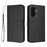 For Samsung Galaxy A57 5G Wallet Case RFID Blocking Calf Texture Leather Stand Phone Cover with Strap - Black - 1