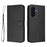For Samsung Galaxy A37 5G / A36 5G / A56 5G Wallet Case RFID Blocking Calf Texture Leather Stand Phone Cover with Strap - Black - 1
