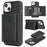 For iPhone 13 Kickstand Case Tri-fold Card Bag PU Leather Coated TPU Cover Compatible with MagSafe - Black - 1