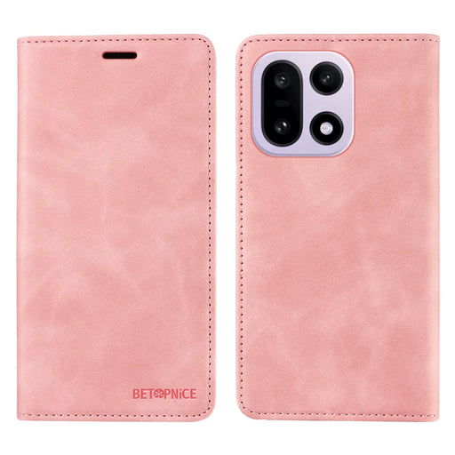 BETOPNICE For OnePlus 15 5G Case  Magnetic Closure RFID Blocking Wallet Stand Leather Phone Cover - Pink - 1