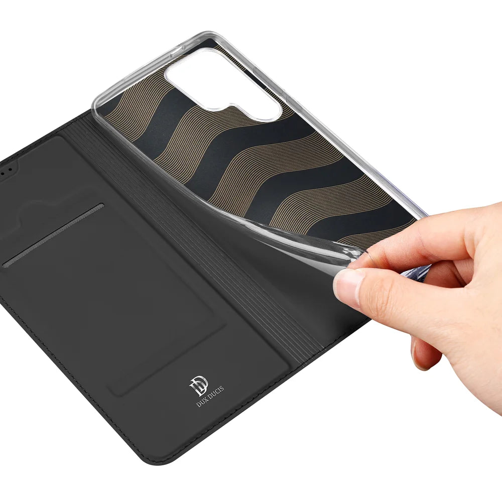 DUX DUCIS For Samsung Galaxy S26 Ultra Case  Skin Pro Series Leather Stand Cover Card Holder (Non-magnetic) - Black - 6