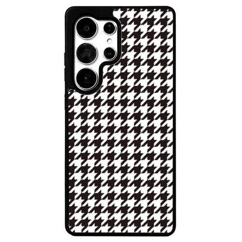 EYCASE For Samsung Galaxy S26 Ultra Magnetic Case  Grid Series Black Edge TPU + Acrylic Cover with Black Edge - Black White Houndstooth - 1