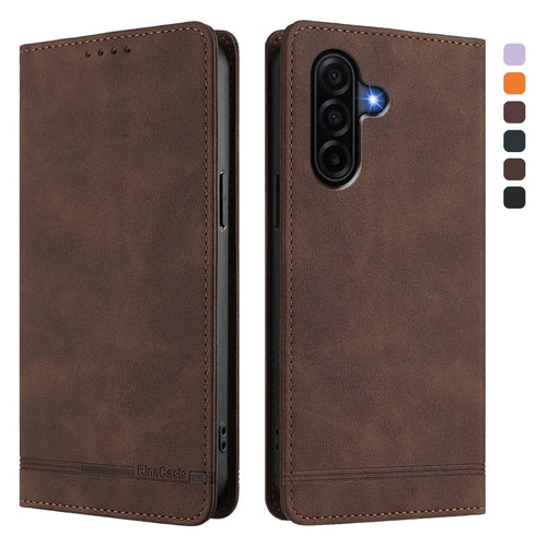 For Samsung Galaxy A37 5G / A36 5G / A56 5G Case RINACASIS RC23 RFID Blocking Wallet Stand PU Leather Phone Cover - Brown - 1