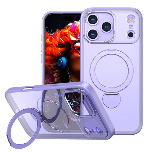 For iPhone 18 Pro / 17 Pro Case Rotating Kickstand Skin-touch TPU + PC Phone Cover Compatible with MagSafe - Lilac Purple - 1