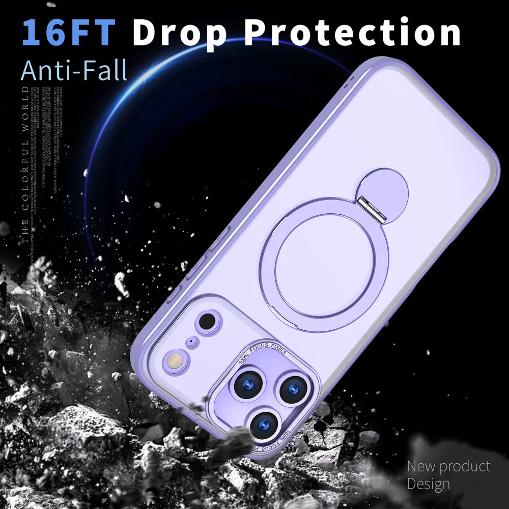 For iPhone 18 Pro / 17 Pro Case Rotating Kickstand Skin-touch TPU + PC Phone Cover Compatible with MagSafe - Lilac Purple - 3