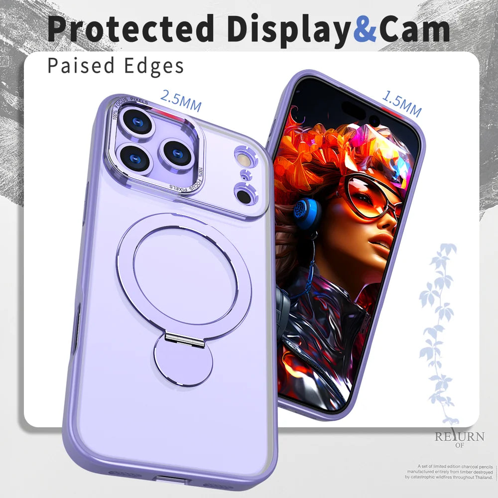 For iPhone 18 Pro / 17 Pro Case Rotating Kickstand Skin-touch TPU + PC Phone Cover Compatible with MagSafe - Lilac Purple - 4