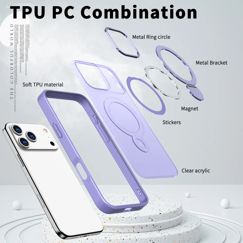 For iPhone 18 Pro / 17 Pro Case Rotating Kickstand Skin-touch TPU + PC Phone Cover Compatible with MagSafe - Lilac Purple - 5