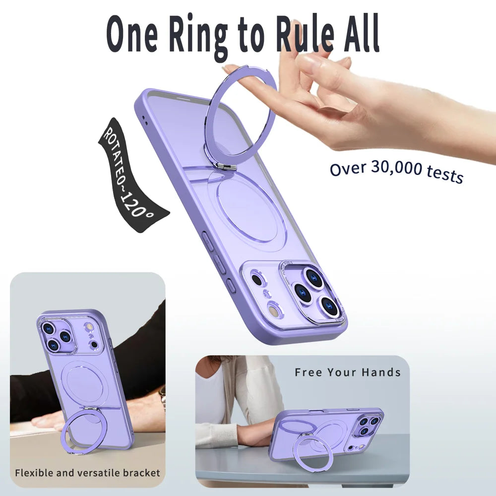 For iPhone 18 Pro / 17 Pro Case Rotating Kickstand Skin-touch TPU + PC Phone Cover Compatible with MagSafe - Lilac Purple - 6