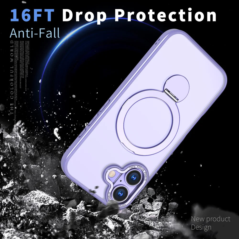 For iPhone 17 Case Rotating Kickstand Skin-touch TPU + PC Phone Cover Compatible with MagSafe - Lilac Purple - 3